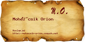 Mohácsik Orion névjegykártya